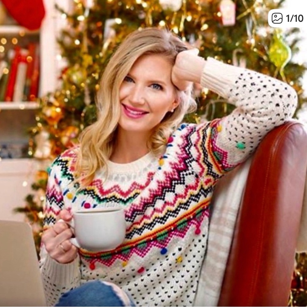 NWT Talbots Pom Pom Fair Isle Sweater